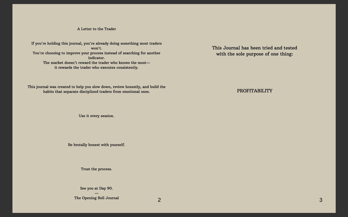The Opening Bell Journal | Digital Trading Journal PDF